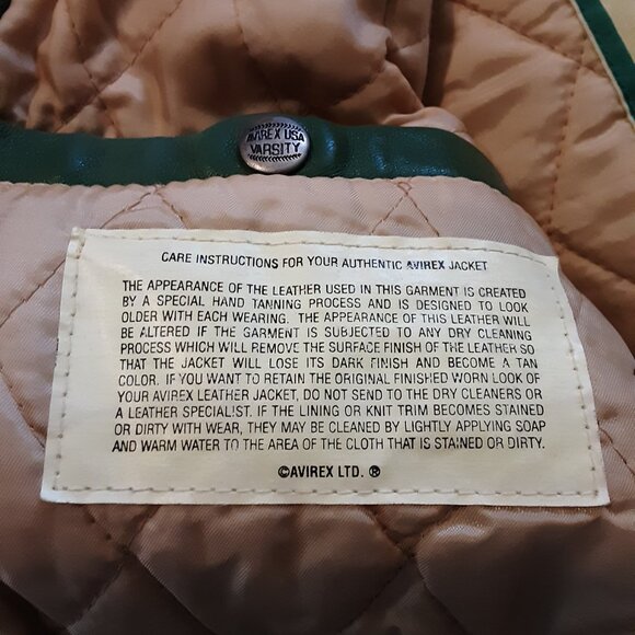 VINTAGE AVIREX VARSITY LEATHER JACKET - Picture 6 of 17